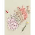 thumbnail image 2 of Newborn Baby Girls Summer Outfits Cotton Floral Romper Ruffle Bow Front Smocked Suspender Bodysuit Cute Clothes, 2 of 7
