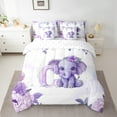 thumbnail image 2 of Erosebridal Cartoon Elephant Bedding King Size,Initial Letter C Bed Set,Plant Floral Bedding Sets King Size For Kids,Breathable Room Decorative Reversible,7pcs, 2 of 7