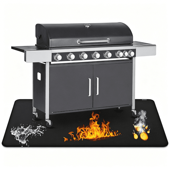 BPPEG 30 X 48Inch Grill Mat for Outdoor Grill,Double-Sided Fireproof Grill Pad,Perfect for Outdoor Barbecue Spots,Fireproof,Waterproof,And Oilproof Bbq Protector for Decks and Patios