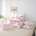 thumbnail image 6 of Manfei Watercolor Bow Bedding Comforter Set 7-Piece for Girls, Cartoon Bowknot Bowtie Full Bedding Set, White Pink Fitted Sheet Flat Sheet, Super Cozy Room Decor, 6 of 8
