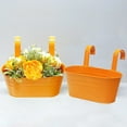 thumbnail image 5 of 3 Pack Metal Hanging Flower Plant Pots, Hanging Flower Pot for Indoor, Orange Fence Hanging Bucket Pots with Detachable Hooks for Railing, Fence, Balcony, 5 of 6
