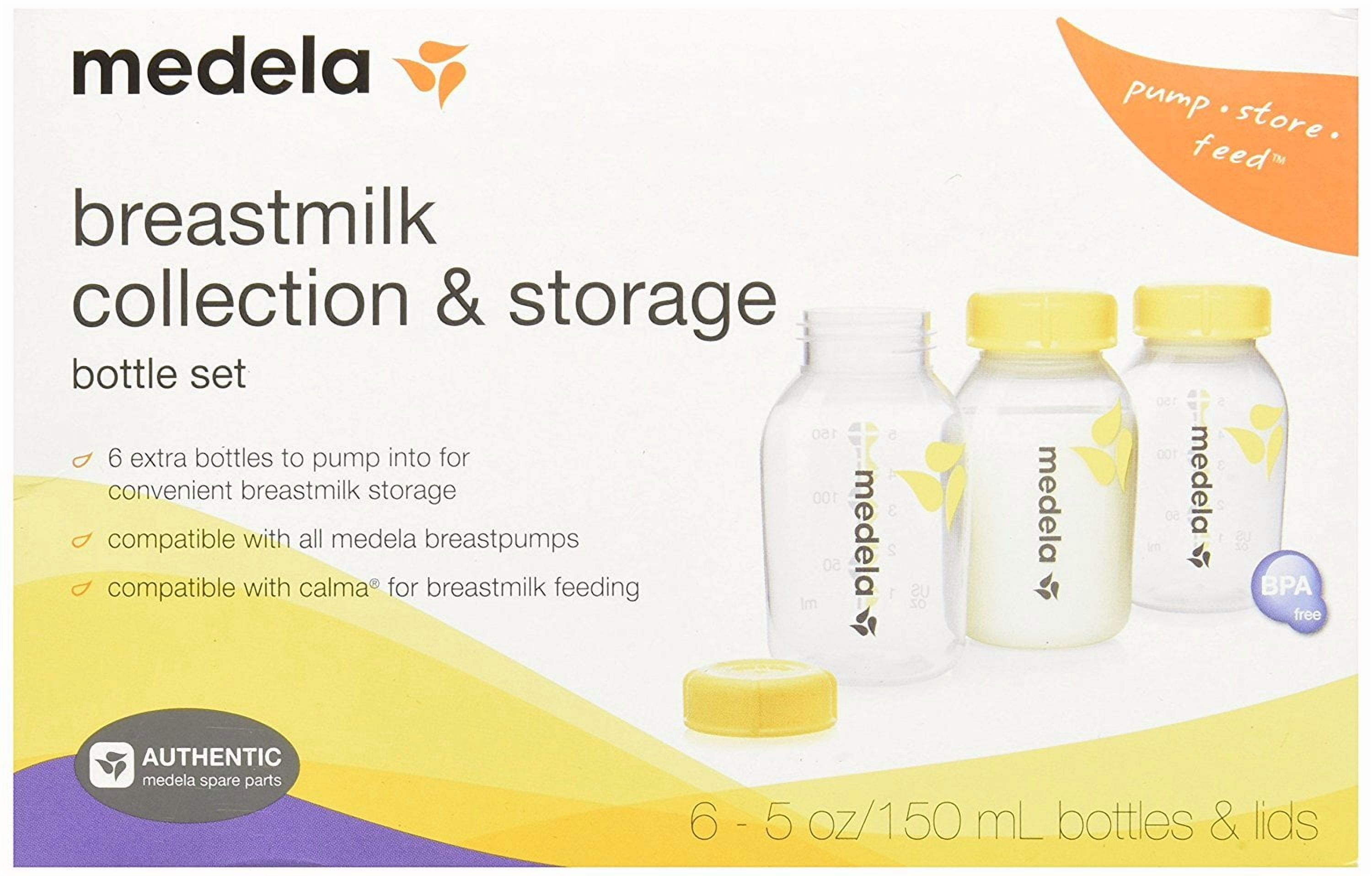 NEW! 12 MEDELA BREASTMILK COLLECTION STORAGE FEEDING BOTTLE SET w/lid 5oz /150ml