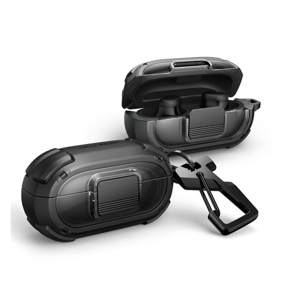 Dexnor for Beats Solo Buds Case with Drop-proof Lock, Shockproof Rugged Bumper Cases Protective Cover with Carabiner & Keyring & Cleaner Kit for Beats Solo Buds (2024), Black