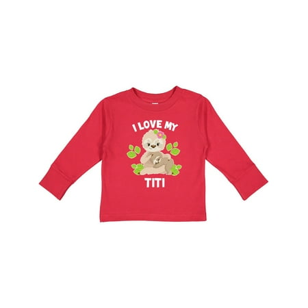 

Inktastic Cute Sloth I Love My Titi with Green Leaves Gift Toddler Boy or Toddler Girl Long Sleeve T-Shirt