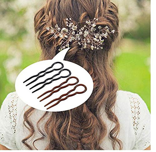 Women Lady Beige Pearl Crystal French Cocktail Party Coil Hair Twist Comb Pin 