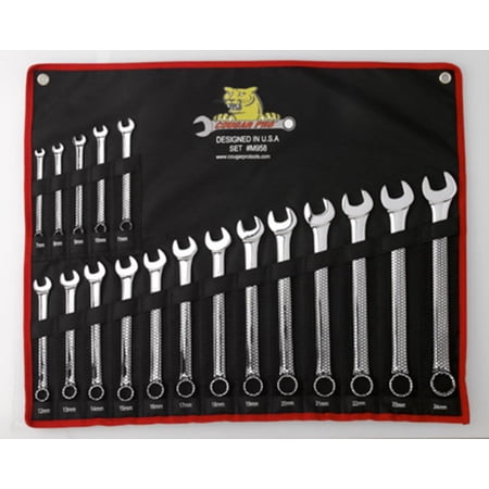 UPC: 0076799763853 | Cougar Pro 18 Pc. Full Polish Combination Wrench Set Metric (7Mm To 24Mm)