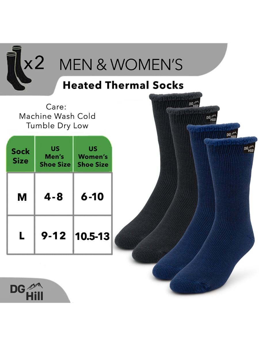 Heated Winter Boot Socks Thermal Socks for Men and Women 2pk or 4pk Insulated for Cold Weather DG Hill 