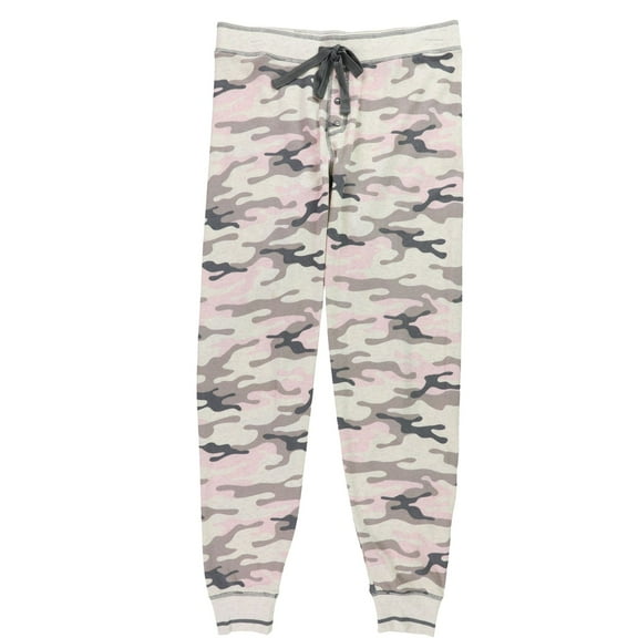 P.J. Salvage Womens Camouflage Pajama Jogger Pants, Beige, Small