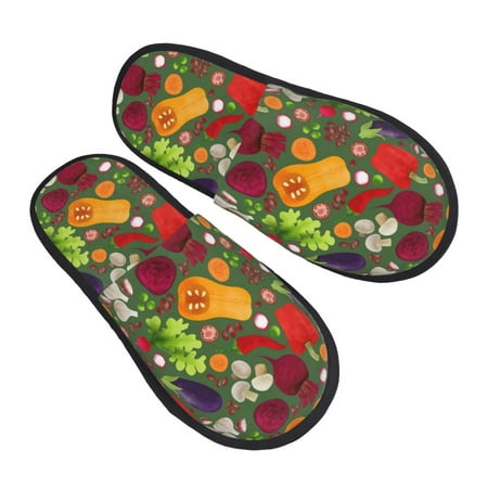 

Bingfone Begetable House Slippers For Women Men With Soft Rubber Sole Slip On For Indoor/Outdoor-Large