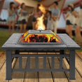 thumbnail image 3 of 32” Outdoor Metal Porch Fire Pit, High Quality Square Bonfire Fireplace, Poatable Wood Burning Table with Mesh Spark Screen Top and Poker for Patio, Backyard and Farmhouse, Black, 3 of 5
