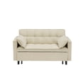 thumbnail image 4 of Modern Corduroy 3 in 1 Convertible Sleeper Sofa Bed with Back and 2 Pillows, Pull-Out Bed Loveseat with Pockets for Living Room , Bedroom (Beige), 4 of 7