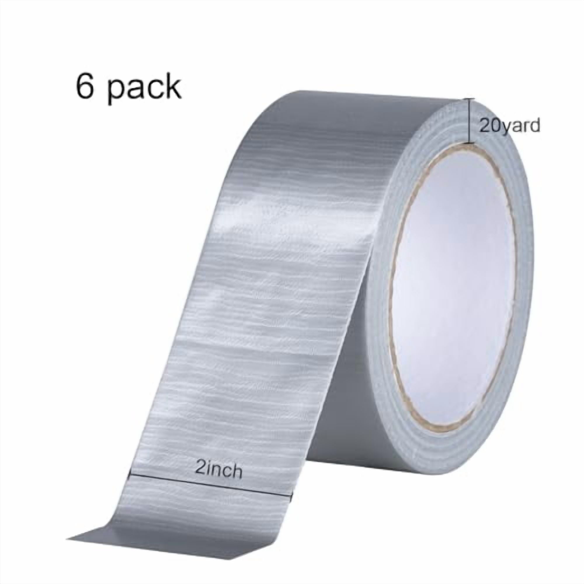 6 Pack Duct Tape Heavy Duty Waterproof Strong Adhesive Silver Duct Tape Bulk for Indoor Outdoor Repairs Tear by Hand 120 Yards x 2 Inch Total