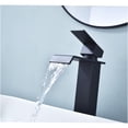 thumbnail image 4 of JERFIT Matte Black Waterfall Bathroom Faucet with Pop-Up Drain, Single Handle Modern Sink Faucet No Overflow, Brushed Nickel Core, 4 of 10