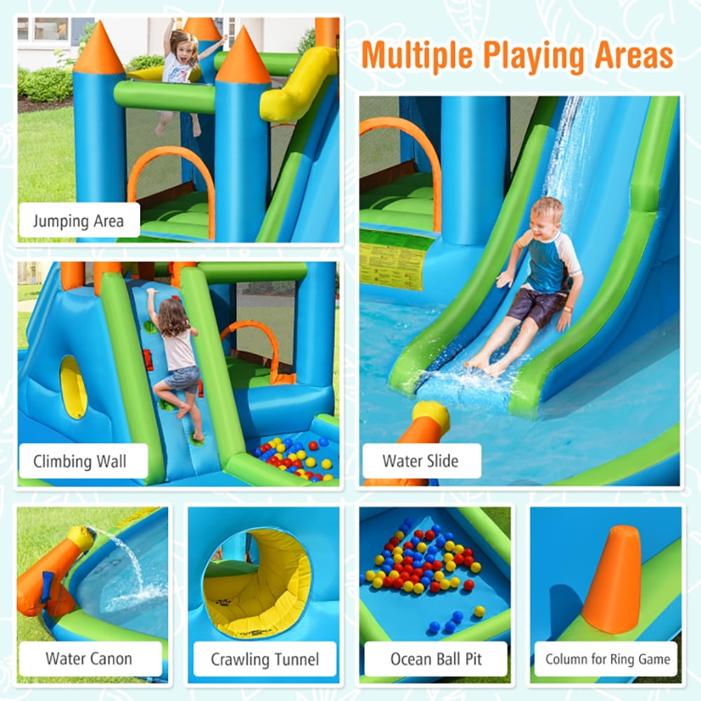 Aimee Lii Inflatable Water Slide with Bounce House and Splash Pool without Blower for Kids, Kids Bounce House Water Slide