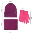 thumbnail image 6 of 3 Pcs/Set Winetr Hat Scarf Gloves Set Unsiex Solid Color Striped Thick Warm Elastic Anti-slip Neck Head Hands Protection Cozy Windproof Outdoor Cycling Cap Neck Warmer Gloves Set, 6 of 7