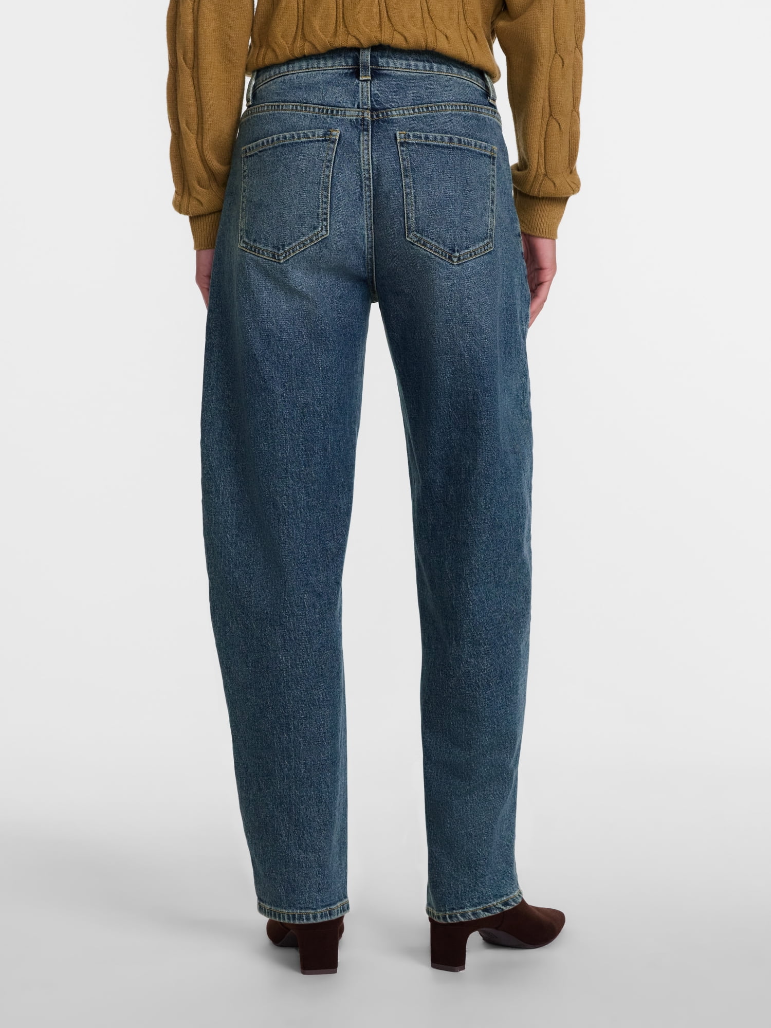Scenario Women's and Women's Plus High Rise Tapered Barrel Crease Jeans, 27" Inseam, Sizes 0-28W