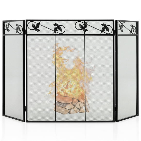 Gymax 3-Panel Fireplace Screen Decor Cover Baby Child Pets Safty Folded Fire Doors