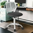 thumbnail image 2 of Homy Casa 29.5''-34.3'' Adjustable Swivel Desk Chair, Dark Grey Fabric Seat, White Rolling Base for Study Room, 2 of 8