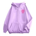 thumbnail image 7 of Breast Cancer Awareness Hoodies for Women 2025 Pink Ribbon Zip Up Graphic Hooded Sweatshirt with Pockets Jackets Coat, 7 of 7