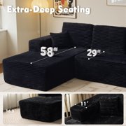 Ovios Modular Sectional Sofa with Chaise, 106 Deep Seat L-Shaped Plush Corduroy Boneless Couch for Apartment, Black