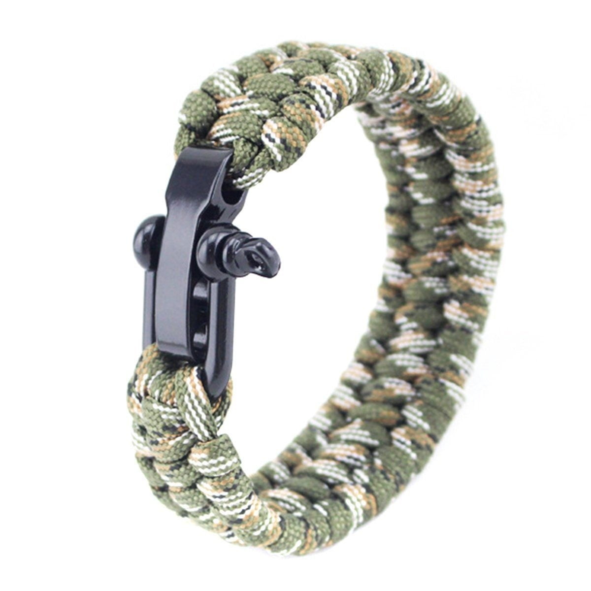 Survival Outdoor Buckle Rope Paracord Bracelet Camping Shackle Steel Hiking 