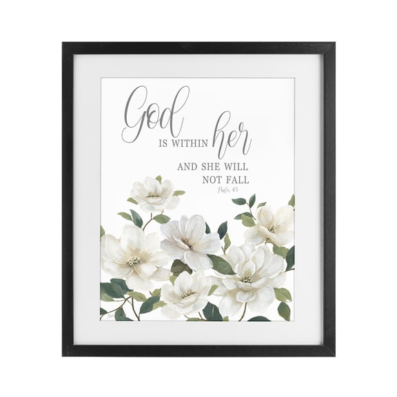 Stupell Industries God Is Within Her Black Framed Print Under Glass, design by Nan