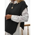 thumbnail image 5 of Asyoly Women's Winter Cable Knit Sweater Vest Crew Neck Sleeveless Knitted Jumper Trendy Pullover Tops, 5 of 5