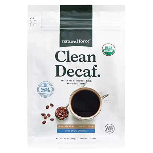 Natural Force Organic, Mold Free Clean Decaf Coffee Low Acid, Whole