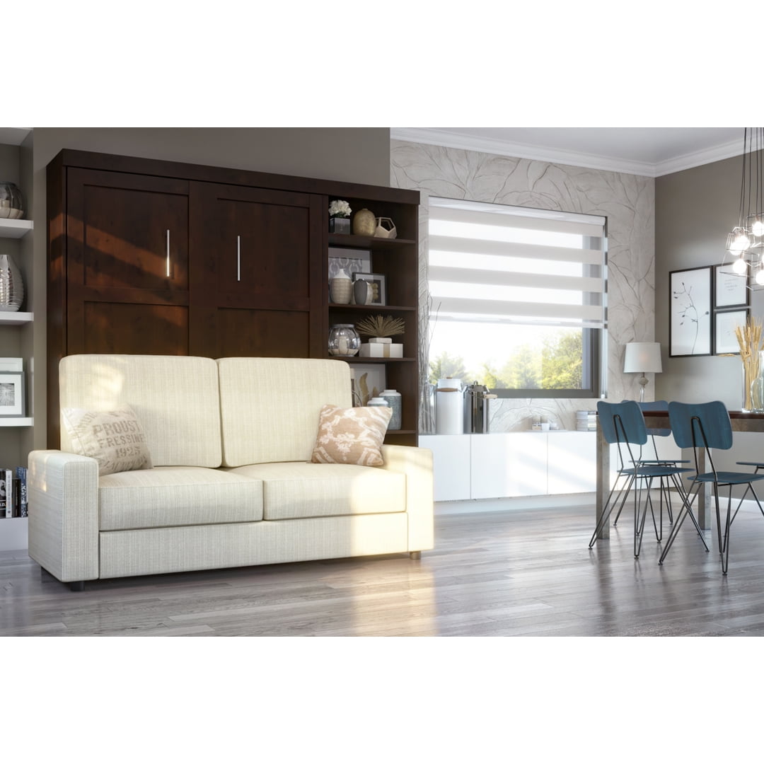 Bestar Pur 3Piece Full Wall Bed, Storage Unit and Sofa Set Chocolate