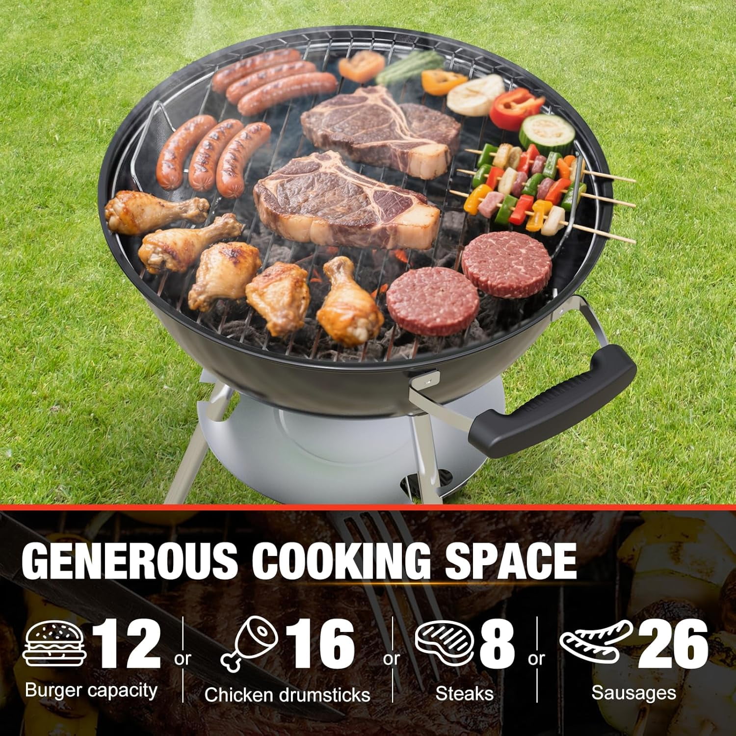 18 Inch Portable Charcoal Grill with Wheels and Lid Bestseling