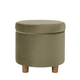 thumbnail image 2 of Gio Storage Ottoman, 19 Inch Round Lift Top, Sage Green Velvet Fabric, 2 of 3