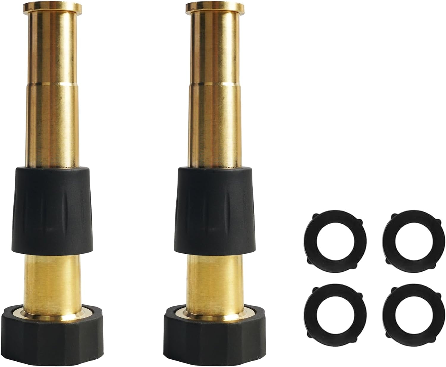 Brass Garden Hose 4 Way Splitter 5 Inch Jet Sweeper Nozzle Bundle