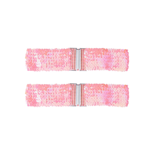 Cinturones anchos elásticos para mujeres INSPIRE CHIC con hebillas entrelazadas y decoraciones de lentejuelas brillantes para vestidos en color rosa