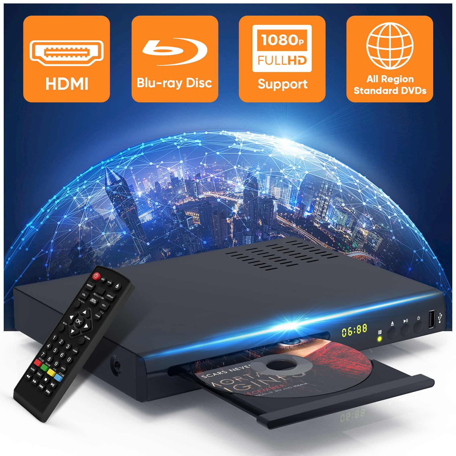 Blu Ray Player for TV 1080P Supported Blue Ray. DVD Players with Remote