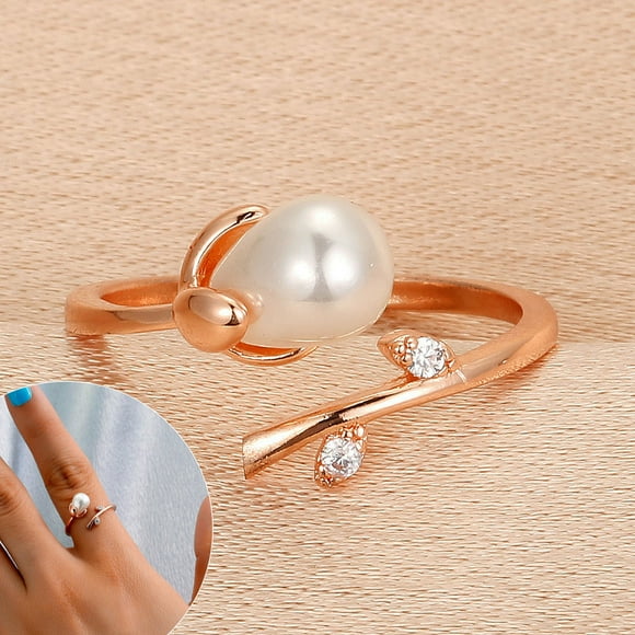 TopLLC Rings Pearl Flower Forest Branch Finger Design a ring
