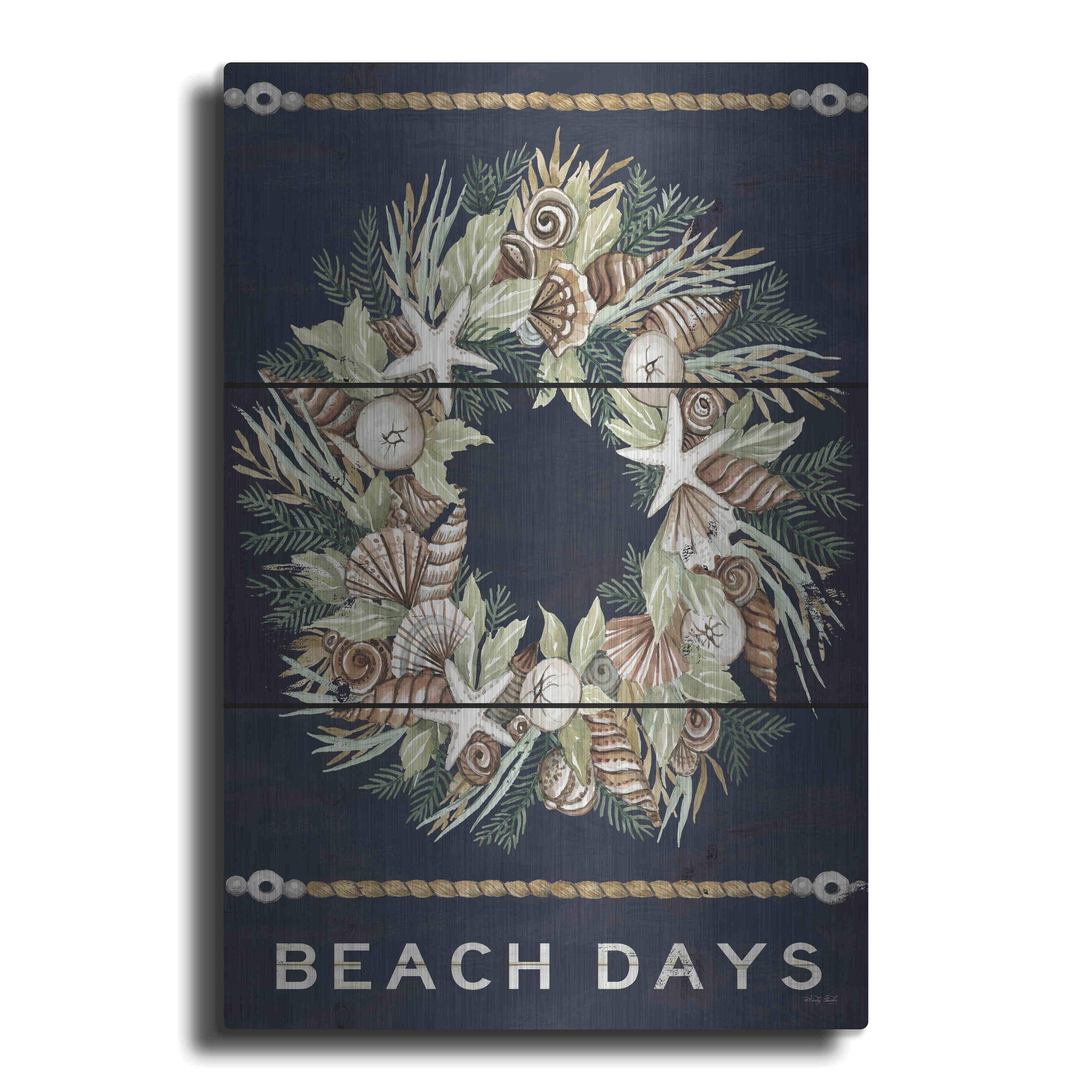 Luxe Metal Art 'Beach Days Shell' by Cindy Jacobs, Metal Wall Art, 24