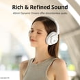 thumbnail image 5 of Wireless over-Ear Headphones, Hybrid ANC Headset,5.3, Hybrid Active Noise Cancellation, 60 Hours Playtime, Hi-Res Audio, 90° Swiveling Earpads, Pair with 2 Devices, Tronsmart App Control, White, 5 of 16