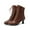 Brown, variant on Kitten Heel Mid Calf Combat Dress Boots for Women Fashion Leather Pointed Toe Winter Short Booties