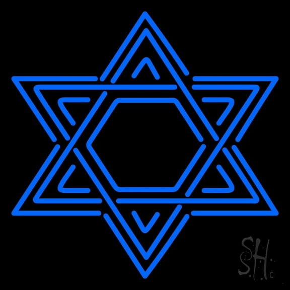Star Of David Judaism LED Neon Sign 24" Tall x 24" Wide - inches Black Square Cut Acrylic Backing, with Dimmer - Premium built indoor Sign for Home dcor, Event, Religious place, Store interior.