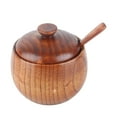 thumbnail image 2 of Tarro de madera maciza para especias, azucarero con cuchara y tapa para utensilios de cocina, 1 ud., 2 of 14