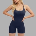 thumbnail image 4 of Maqroz Women's Backless Strappy Romper Seamless Athletic Jumpsuit for Yoga Gym Workout, Cross Back Bodysuit With Compression Bottoms, 4 of 7