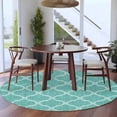 thumbnail image 4 of Blue Green Moroccan 8' Round Area Rug, Morocco Retro Abstract Quatrefoil Plaid Washable Non-Slip Large Circle Rugs for Living Room Bedroom, Soft Low Pile Rug Carpet for Dining Room Kitchen Farmhouse, 4 of 9