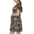 thumbnail image 2 of Easygdp Camouflage maple para Vestido Transpirable de Mujer, Vestido Suelto de Manga Corta con Pliegues y Bolsillos para el Verano, 2 of 6