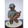 thumbnail image 3 of Nifao Young Child Playing With His Dog Bronze Statue – Home Decor Sculpture, 18"L x 17"W x 26"H, 3 of 12