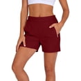 thumbnail image 3 of Cutuoiiu Casual Womens Fashion Athletic Shorts Solid Color Elastic Waist with Zipper Pockets and Liner for Workout Gifts, 3 of 9