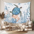 thumbnail image 2 of Sea Turtle Coastal Large Tapestry for Bedroom Wall Hanging Tapestry, Nautical Summer Beach Coral Ocean Ceiling Backdrop Tapestries Poster Blanket Wall Decor for Teens Room Living Room Dorm 100" x 59", 2 of 8