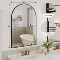 thumbnail image 3 of 26 x 38-pulgada arch bathroom mirror: wall-mounted vanity mirror con aluminum alloy frame ideal para para sala de estar, dormitorio, bathroom, y entrada (hanging o leaning, negra), 3 of 8