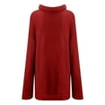 thumbnail image 4 of JINMGG 2024 Fall Winter Plus Size Sweaters for Women Clearance,Women's Solid Winter Turtleneck Sweater Sleeve Hem Pullover Knitted Sweater, 4 of 8