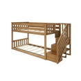 thumbnail image 3 of Max & Lily Solid Wood Twin over Twin Low Bunk Bed for Kids with Staircase, Pecan, 3 of 13