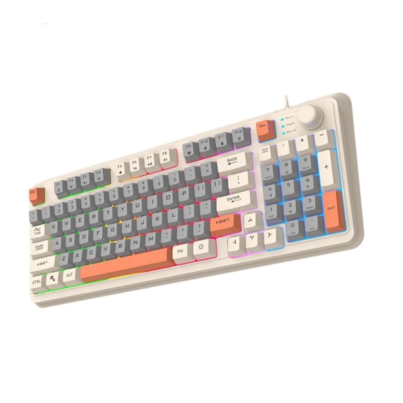 YongCo Portable Corded Mechanical Gaming Keyboard LED Backlit 94 Keys Hot Swappable Mechanical Keyboard Upgraded